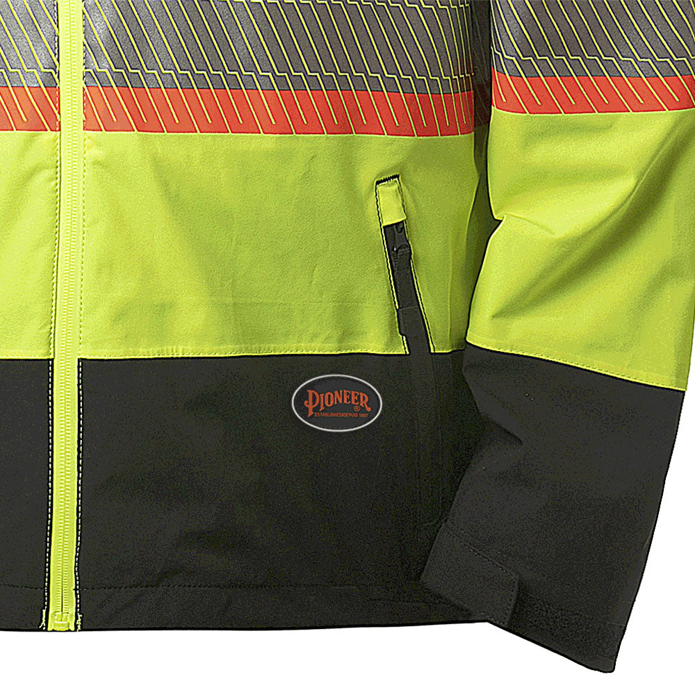 Pioneer Premium Hi-Vis Waterproof Softshell Safety Jacket - Hi-Vis Yellow/Green