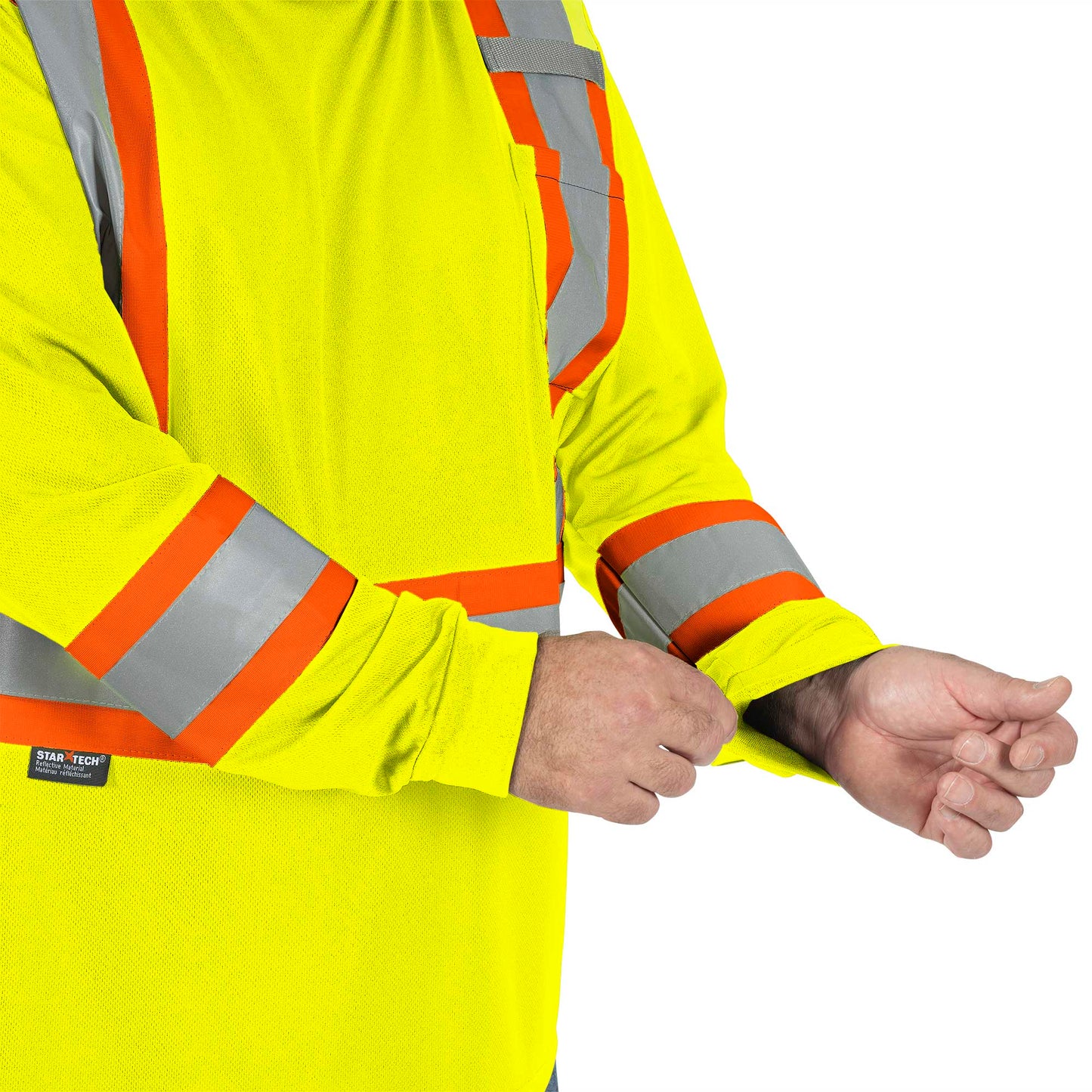 Pioneer Hi-Vis Bird's-Eye Long-Sleeved Safety Shirt - Hi-Vis Yellow/Green
