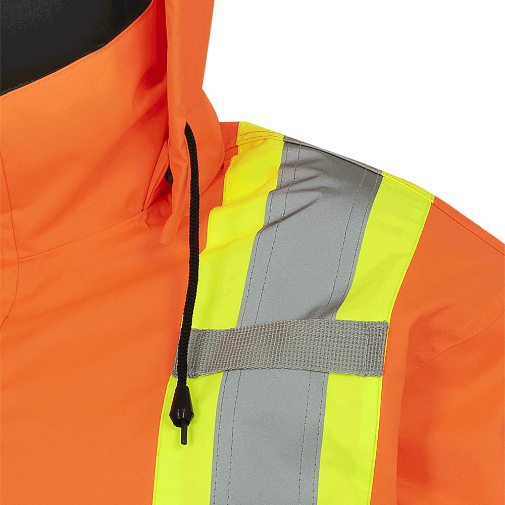PIONEER 150D Lightweight Waterproof Safety Jacket w/ Detachable Hood - Hi-Vis Orange