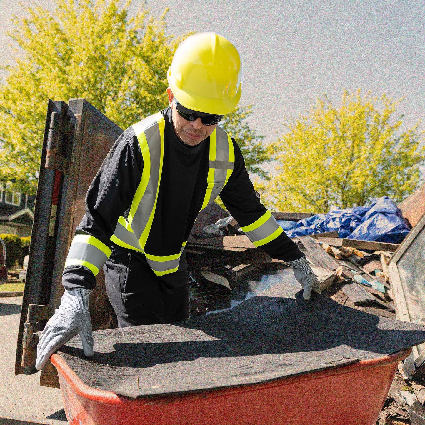 Pioneer Hi-Vis Bird's-Eye Long-Sleeved Safety Shirt - Black