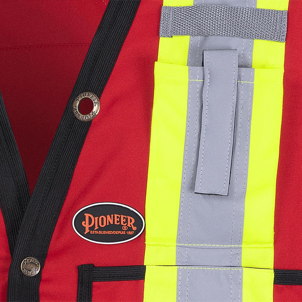 Pioneer Hi-Vis 150D Poly Twill Surveyor's Safety Vest - Snap Closure