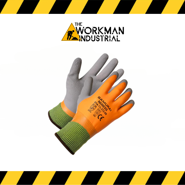 Pair of Forcefield Samurai Nemesis insulated, double-dipped latex work gloves.
