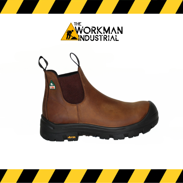 View of the rugged Crazy Horse leather and protective PU toe cap on the J. Audet Jr. boot.