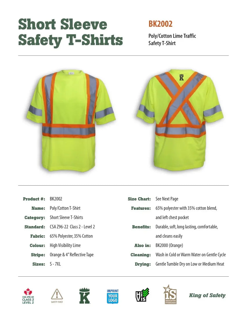 Big K Poly/Cotton Lime Traffic Safety T-Shirt
