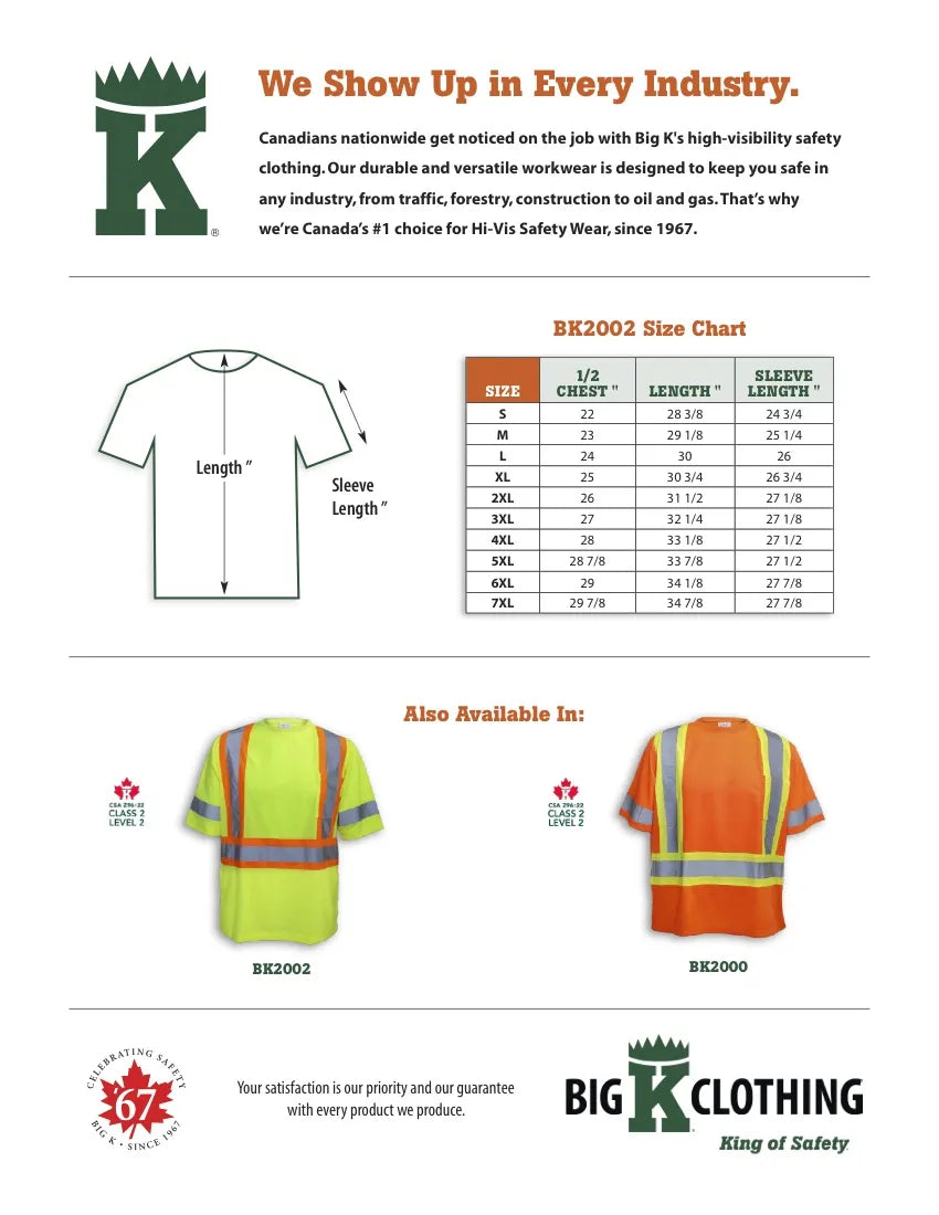 Big K Poly/Cotton Lime Traffic Safety T-Shirt