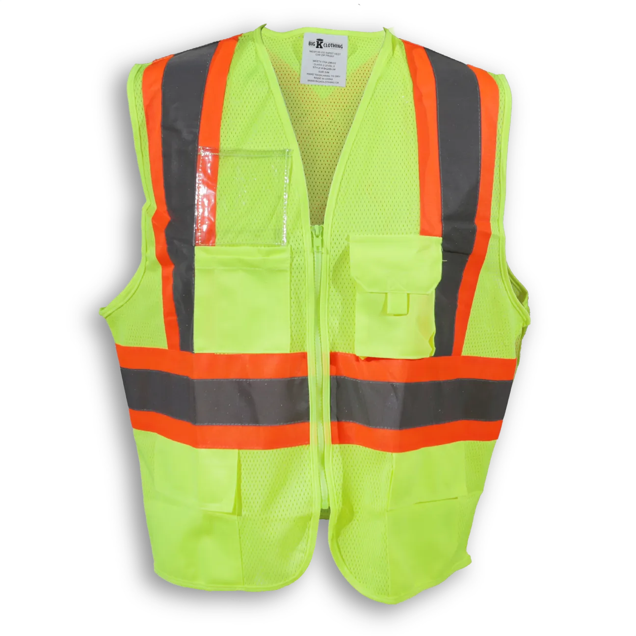Big K 100% Polyester Mesh Safety Vest with Zipper Front