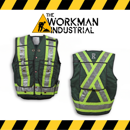 Big K hi-end surveyor safety vests in green.