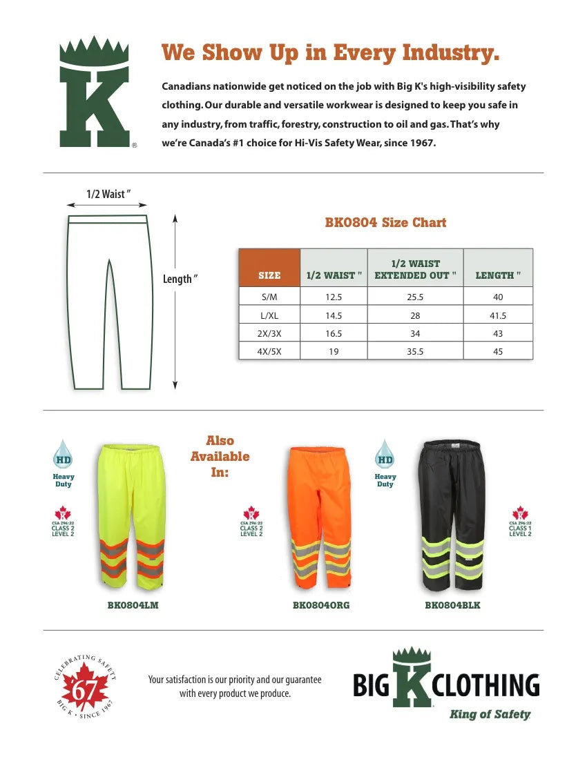 Big K 300 Denier Polyester Rain Pant