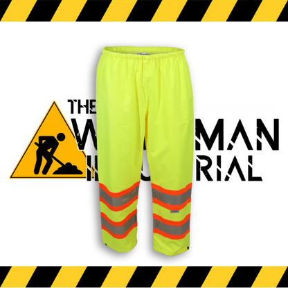 The fluorescent lime Big K hi-vis rain pants.