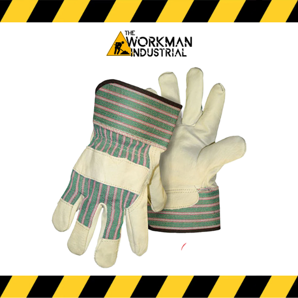 (Boss) Economy Grain Cowhide Leather Palm Safety Glove w/ Safety Cuff