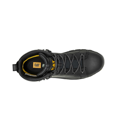 View of the slip-resistant rubber outsole and resilient EVA foam midsole on the CAT Threshold boot.