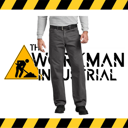 Dickies relaxed fit sanded duck carpenter pants in slate grey.