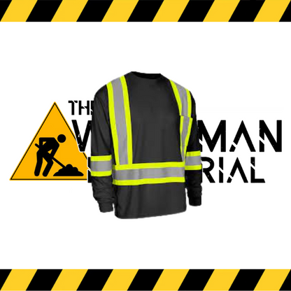 The Forcefield Hi-Vis Long Sleeve Safety Shirt in black.