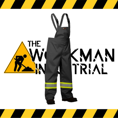 Forcefield hi-vis waterproof safety rain overalls in black.