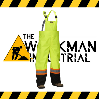 Forcefield hi-vis waterproof safety rain overalls in lime.