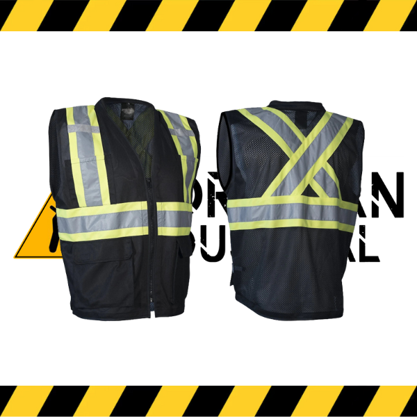 (Forcefield) Hi Vis Traffic Safety Vest with Zipper Front, Tricot Polyester