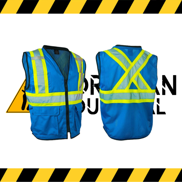 (Forcefield) Hi Vis Traffic Safety Vest with Zipper Front, Tricot Polyester