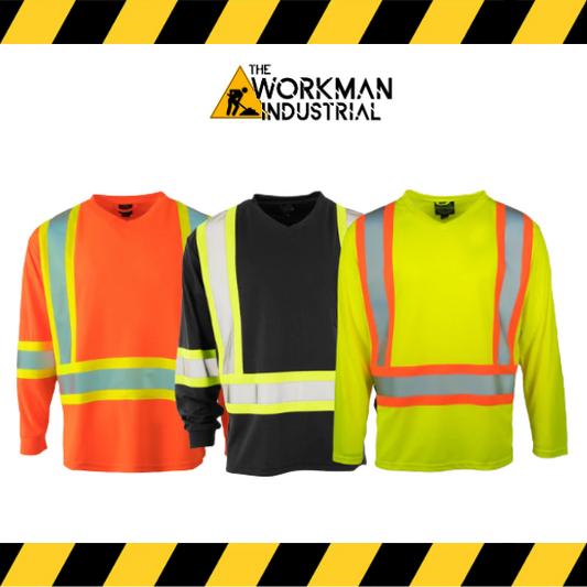 (Forcefield) Hi Vis V-Neck Long Sleeve Safety Tee