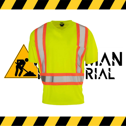 (Forcefield) Hi Viz V-Neck Oversized Short Sleeve Safety Tee Shirt (7 Pack)