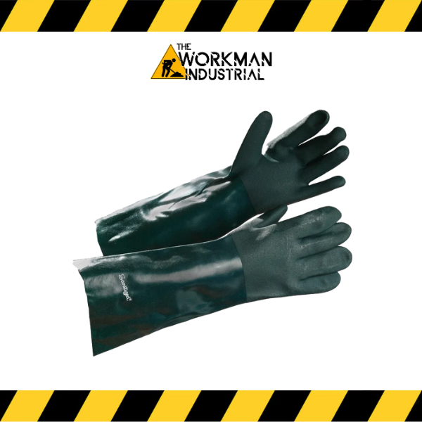 (Forcefield) 14" Premium PVC Coated Gauntlet, Chemical Resistant Gloves