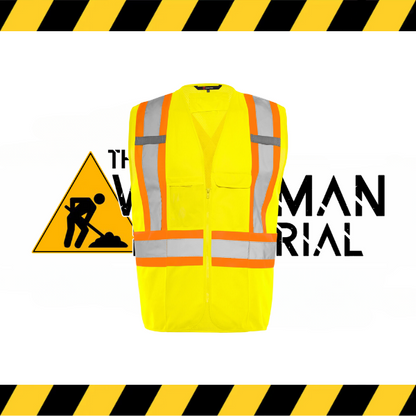 Ground Force hi-vis traffic vest with zipper front and solid/mesh design.