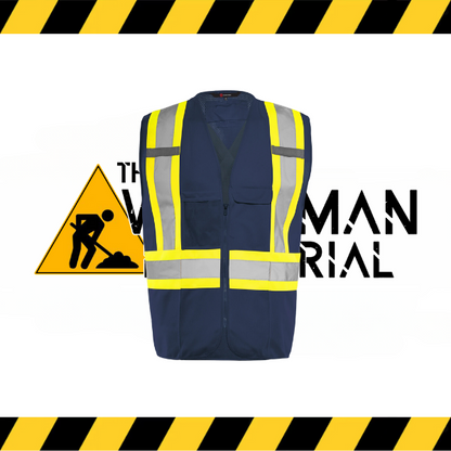 Ground Force hi-vis traffic vest with zipper front and solid/mesh design.