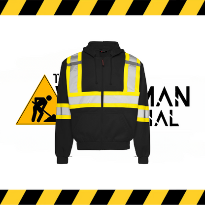 Ground Force hi-vis traffic hoodie in fluorescent yellow/orange with reflective tape