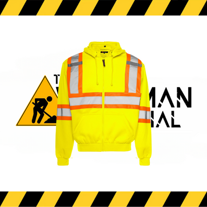 Ground Force hi-vis traffic hoodie in fluorescent yellow/orange with reflective tape