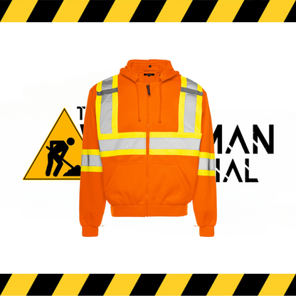 Ground Force hi-vis traffic hoodie in fluorescent yellow/orange with reflective tape