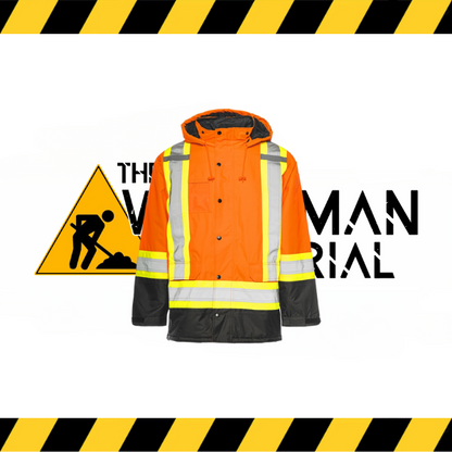 Ground Force hi-vis winter traffic parka in fluorescent yellow/orange.