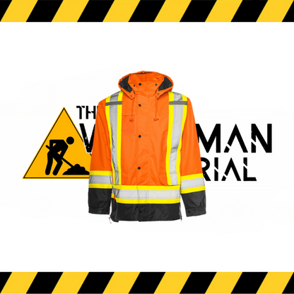 Ground Force 6-in-1 hi-vis winter traffic parka in fluorescent yellow/orange.