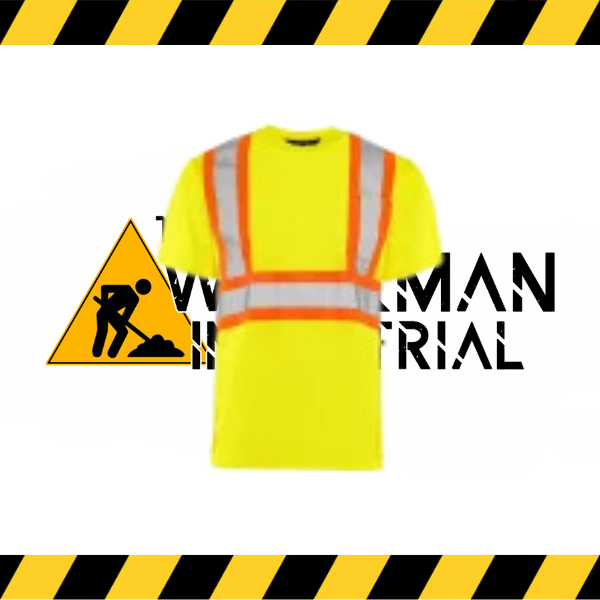 (Ground Force) Short Sleeve Polyester Traffic T-Shirt, 4″ Refl. Tape