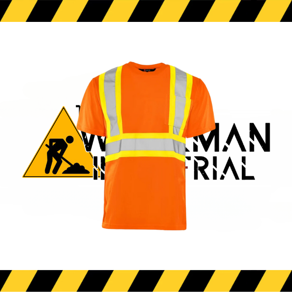 (Ground Force) Short Sleeve Polyester Traffic T-Shirt, 4″ Refl. Tape