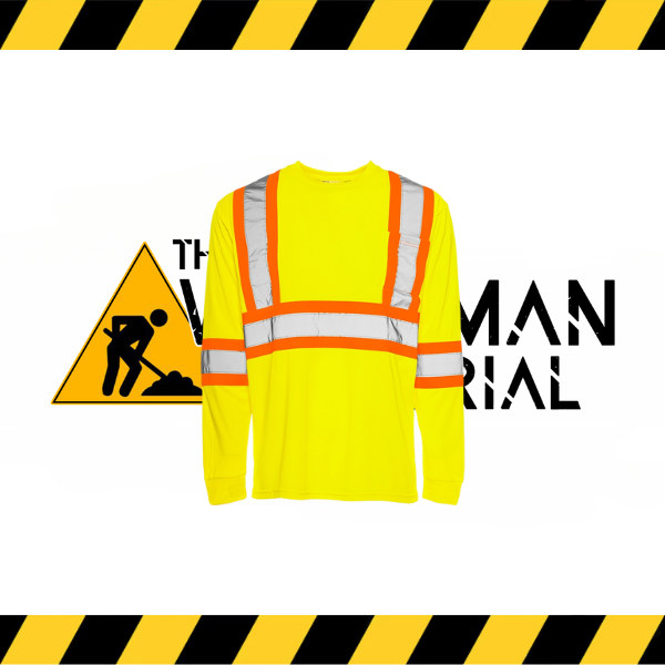 (Ground Force) Long Sleeve Polyester Traffic T-Shirt, 4″ Refl. Tape