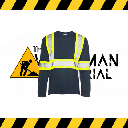 Ground Force long sleeve hi-vis traffic t-shirt in fluorescent yellow/orange with reflective tape.