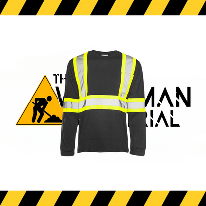 Ground Force long sleeve hi-vis traffic t-shirt in fluorescent yellow/orange with reflective tape.
