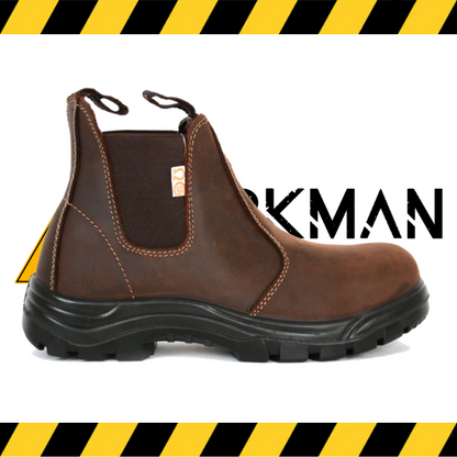Geronimo Tosca slip-on CSA work boot in brown full-grain leather.