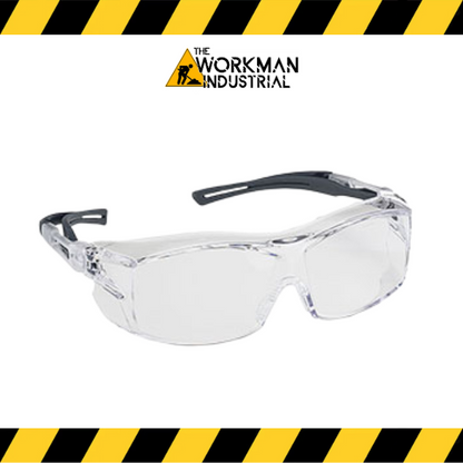 OTG Extra rimless over-the-glasses safety glasses in clear tint.