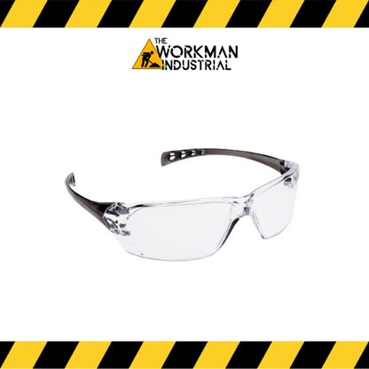 Slous rimless safety glasses with clear lens.