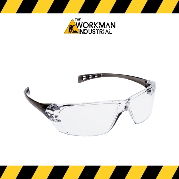 (PIP Canada) Solus Rimless Safety Glasses with Smoke Temple, Clear Lens and 3A Coating