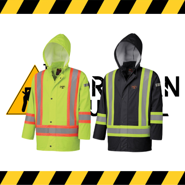 (Pioneer) FR Waterproof Hi-Viz Safety Jacket P.U. Stretch