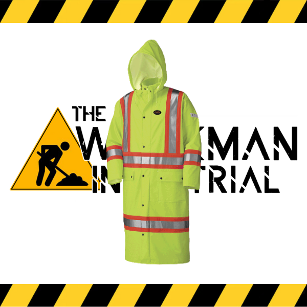 (Pioneer) Hi-Viz Yellow/Green Flame Resistant P.U. Stretch Long Coat Waterproof Coat