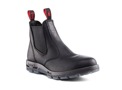 Side profile of the RedBack Bobcat pull-on work boot showing the elastic side and sole.