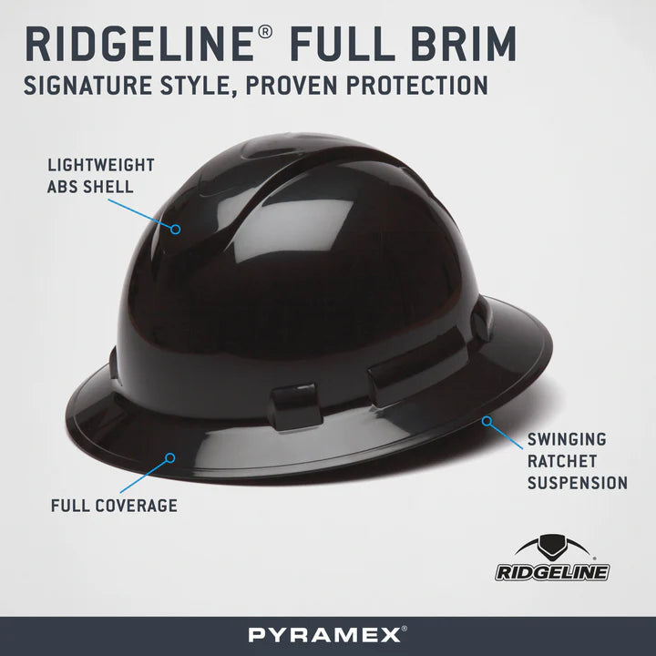 Pyramex Ridgeline Full Brim Hard Hat | Hydro Dipped Graphite