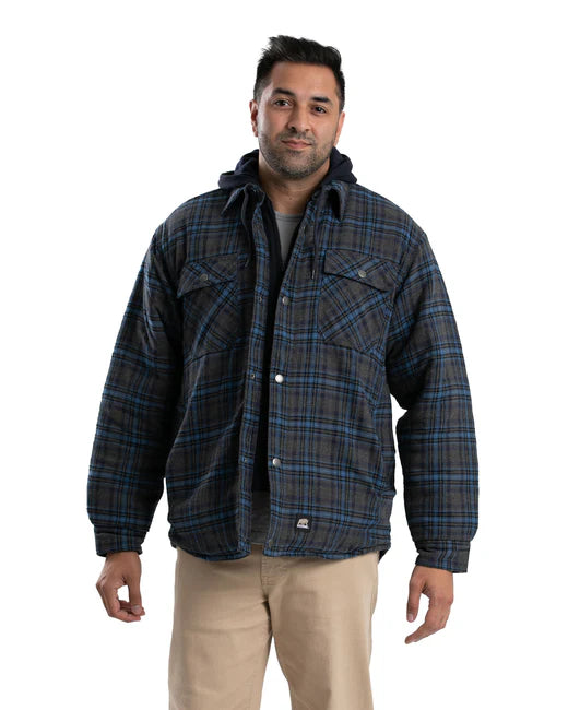 BERNE Quilt-Lined Hooded Shirt Jacket (SHERPA LINE HOODIE)