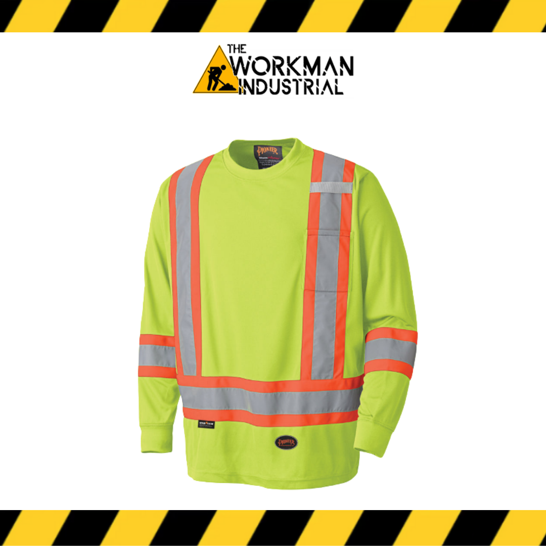 Pioneer Hi-Vis Bird's-Eye Long Sleeve Safety Shirt