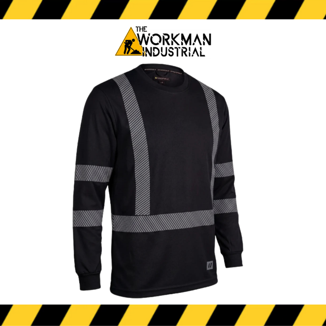 Hi Vis Black Crewneck Long Sleeve Ultrasoft Technical Tee