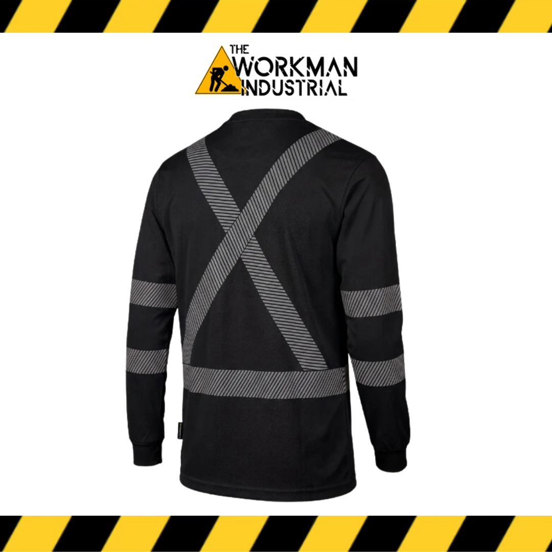 Hi Vis Black Crewneck Long Sleeve Ultrasoft Technical Tee