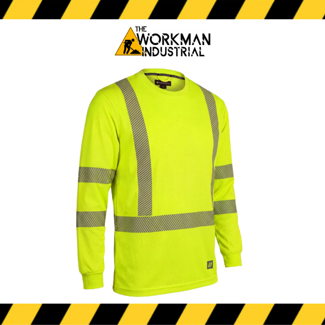 Hi Vis Black Crewneck Long Sleeve Ultrasoft Technical Tee