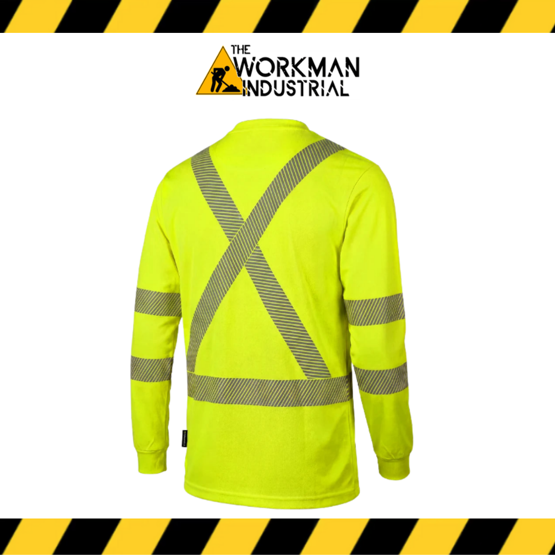 Hi Vis Black Crewneck Long Sleeve Ultrasoft Technical Tee